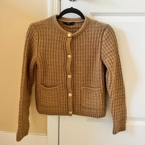 Mango Tan Cardigan with Gold Buttons